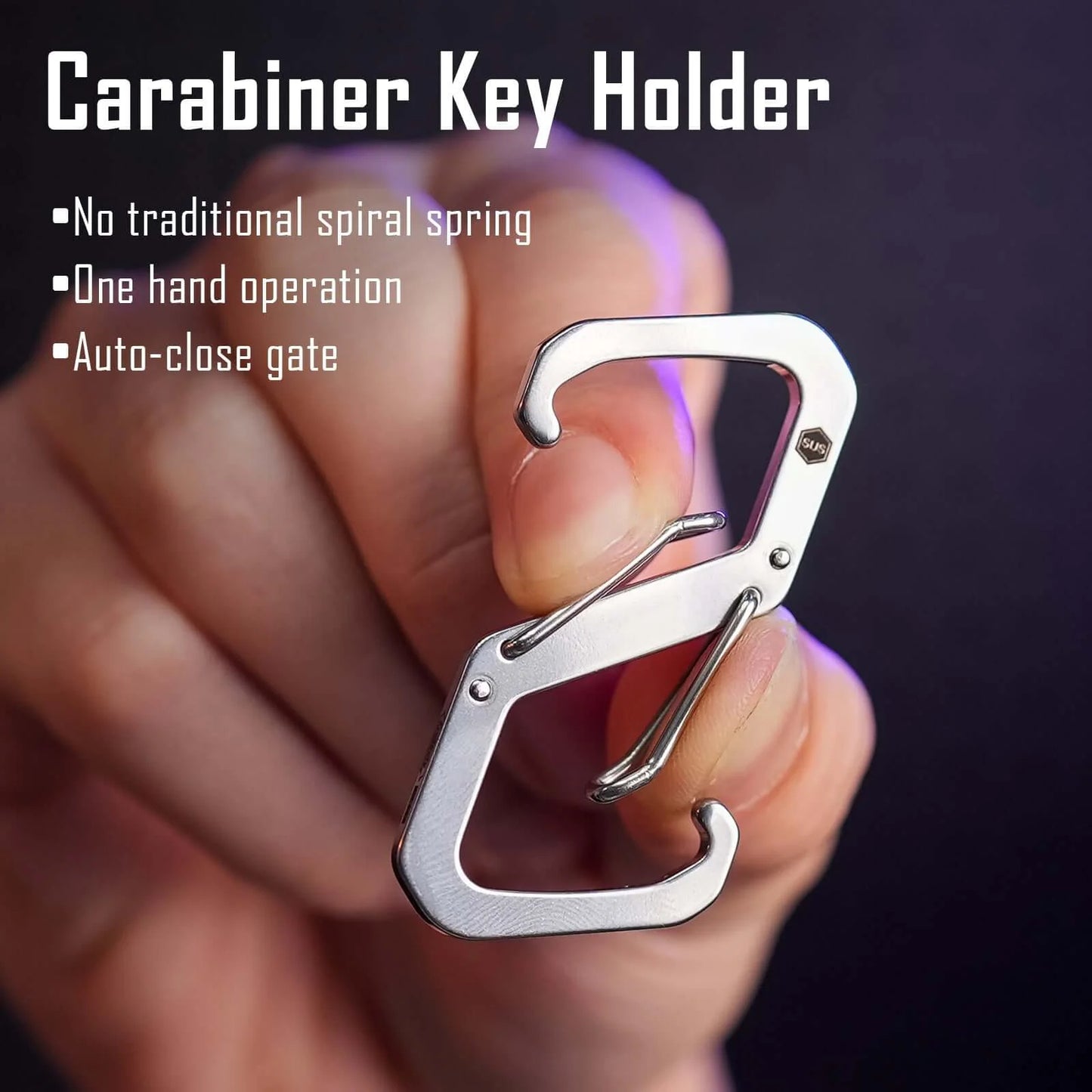 KeyUnity KS07 ANTI LOST STAINLESS STEEL CARABINER CLIP