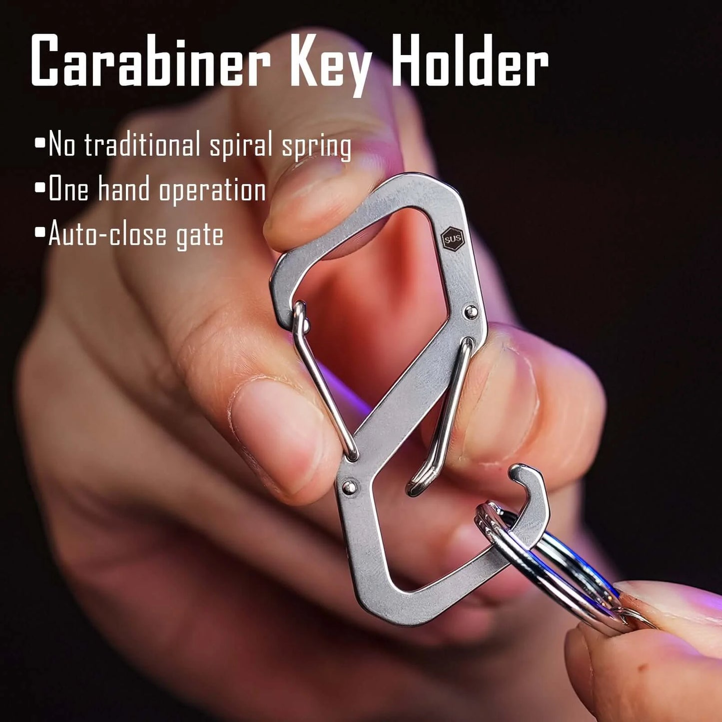 KeyUnity KS07 ANTI LOST STAINLESS STEEL CARABINER CLIP