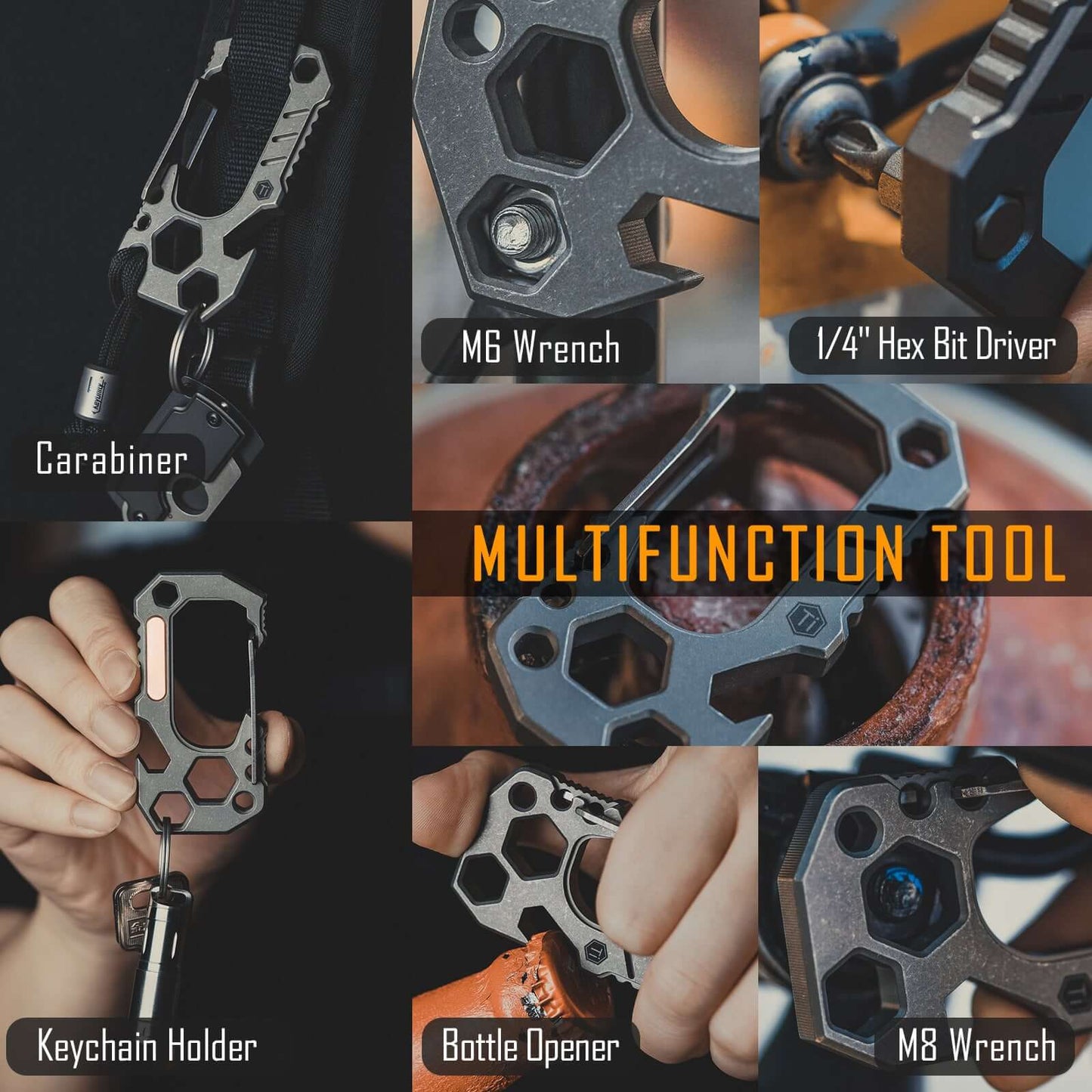 KeyUnity KU01 TITANIUM ALLOY CARABINER CLIP WITH WRENCH