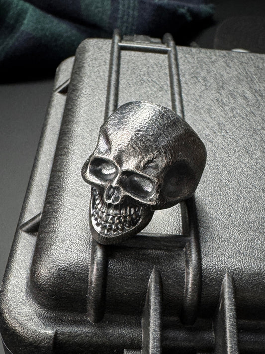 Steel Flame Dark Silver Skull Ring Size #9.5