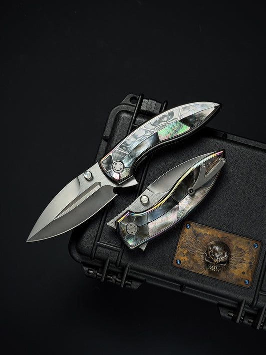 Infinite Charlie Knives Sea Bream Custom Knife M390 Blade Deep-Sea Mother-of-Pearl Handle