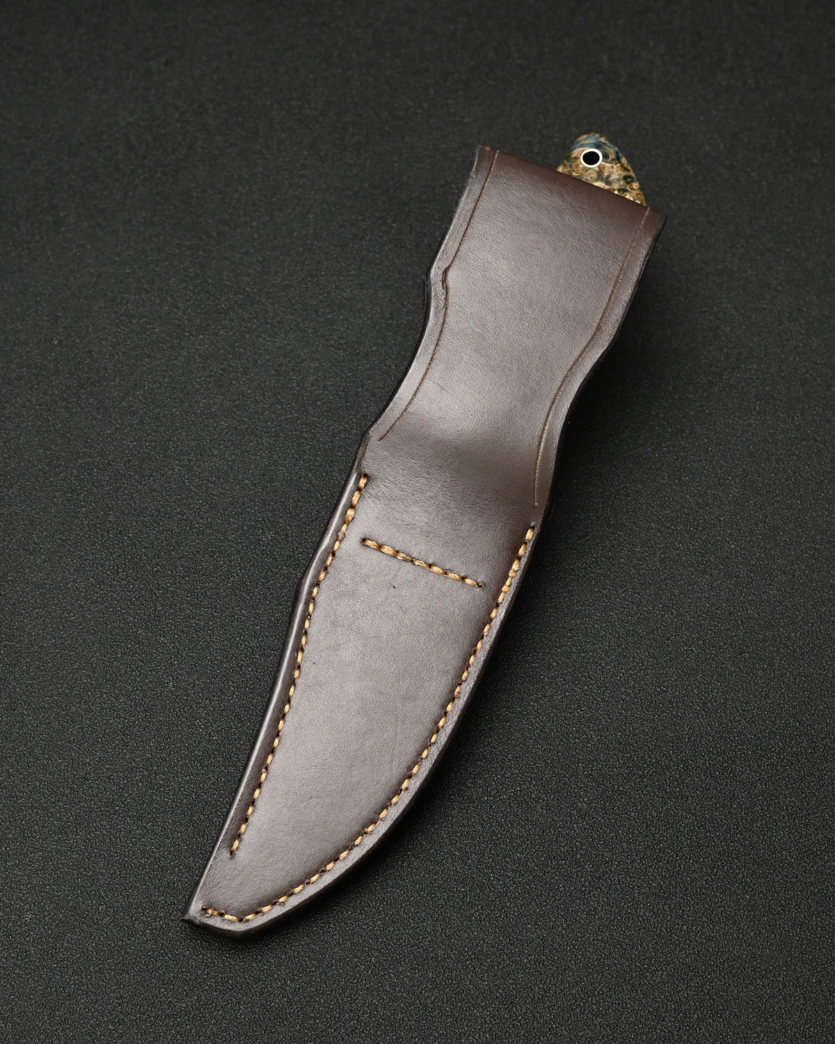 Rare Nishida Hamono Handmade Custom Outdoor Knife – Forged Layered Damascus / Bronze / Stabilized Burl Wood