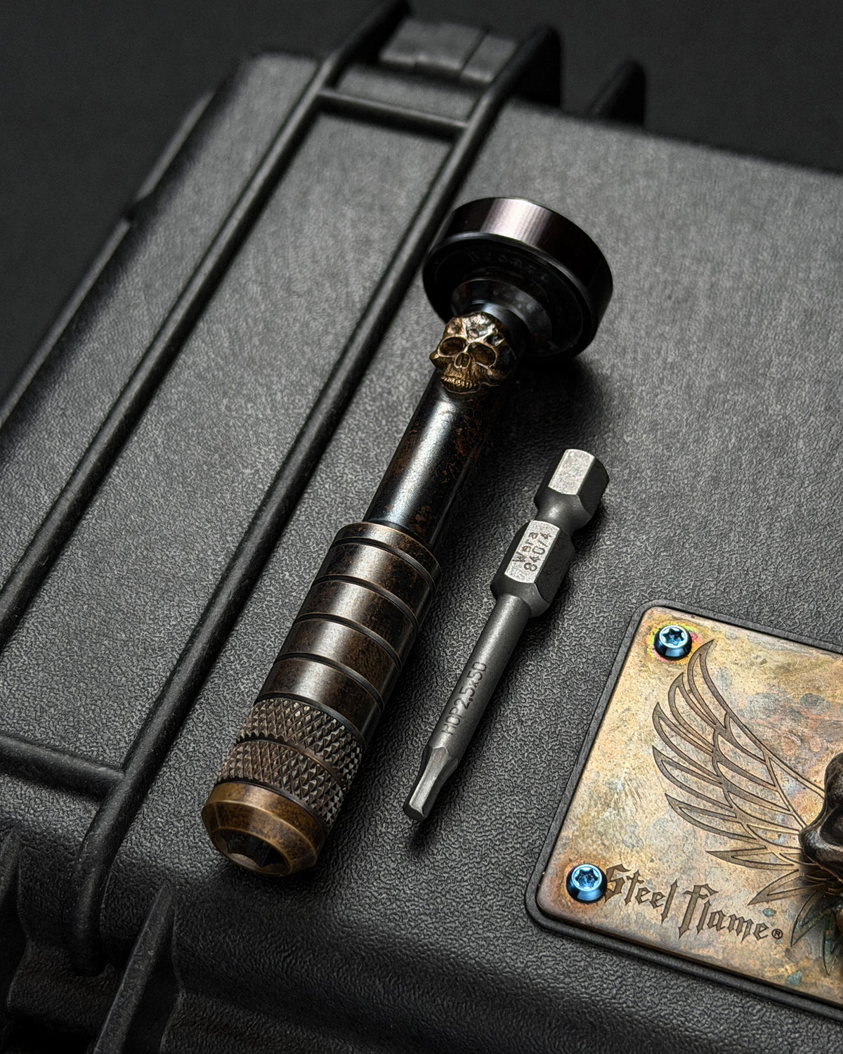 希少・廃番旧モデル STEEL FLAME ブロンズ ウォリアースカル EDC スクリュードライバーツール|アメリカ製