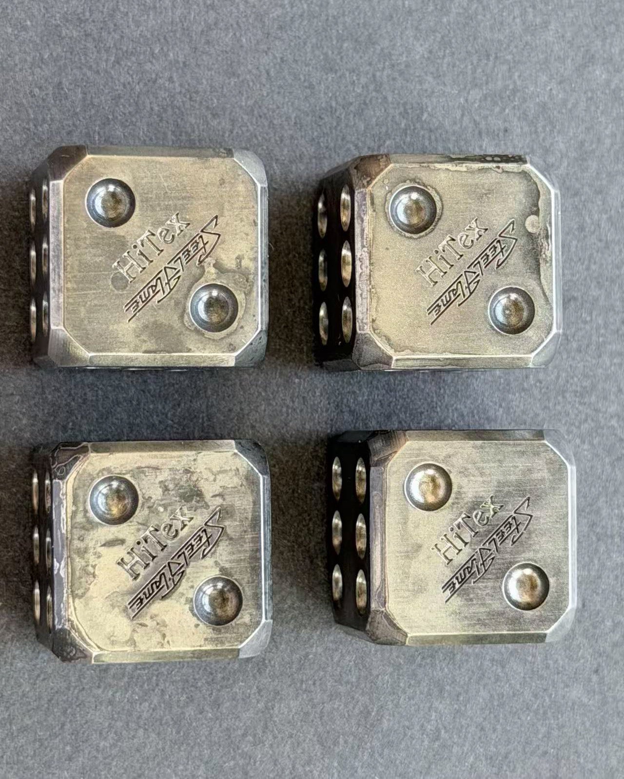 Rare STEEL FLAME × HiTex Gear Warrior Skull Stainless Steel EDC Dice Set – 4-Piece – Made in USA