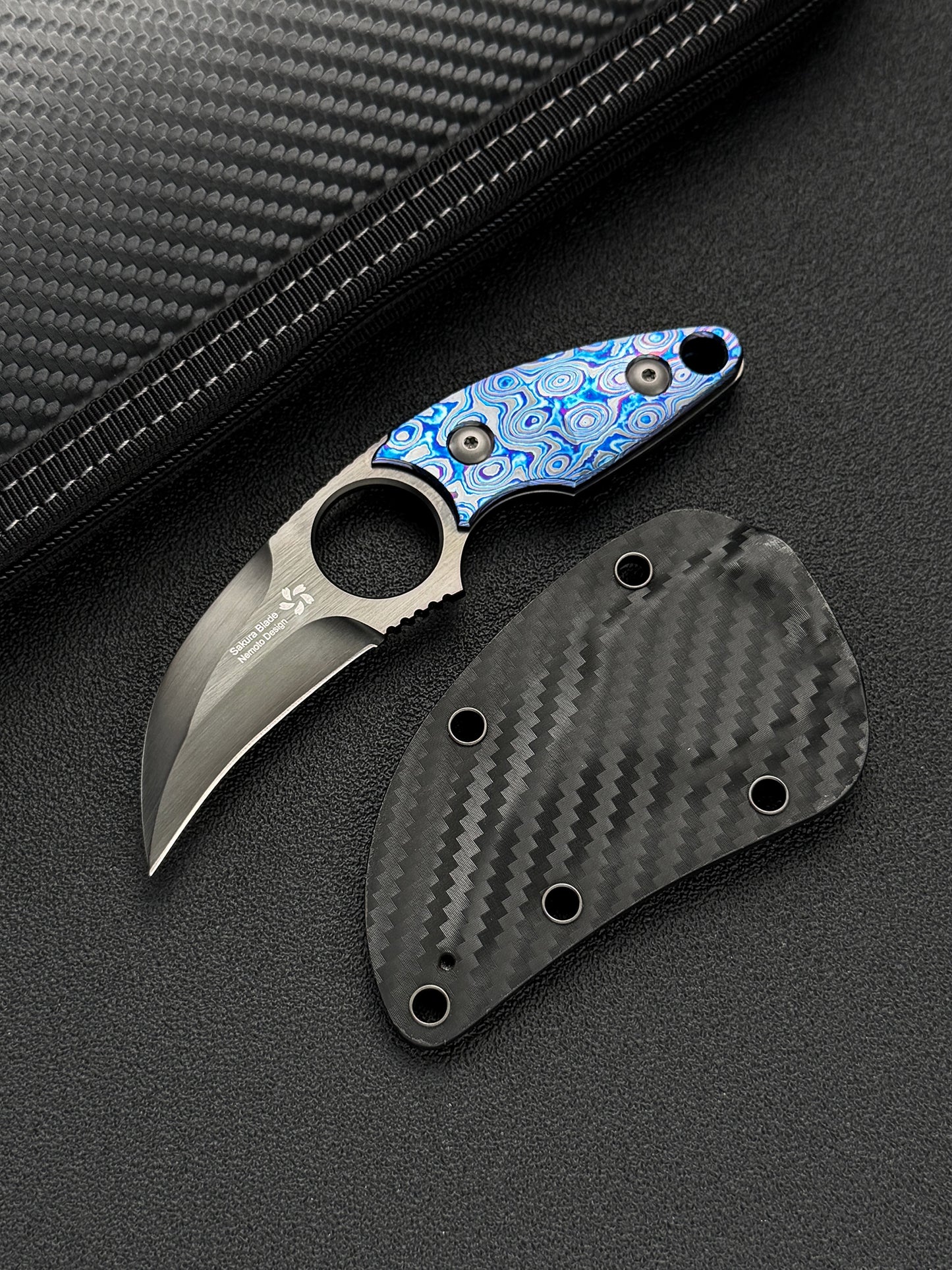 Tomoyuki Nemoto ZDP-189 DLC Fixed Blade with Zirconium Damascus Handle