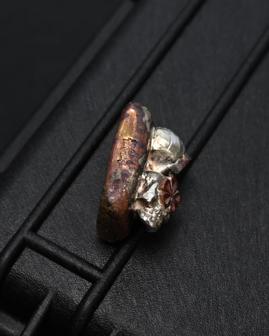 Rare ONE-OFF Wtopia × Sunizumi Shoten Double Skull Mixed-Metal EDC Challenge Coin / Worry Stone