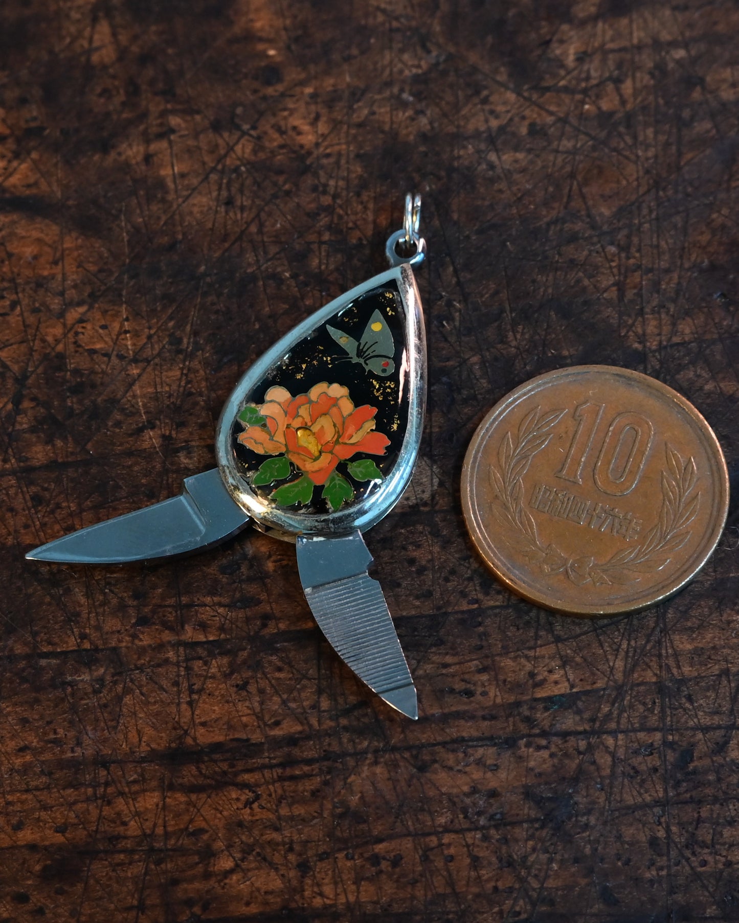 Elegant Mini Peony Necklace - Handmade Art by Katsuhiko Miura, Prosperous Peony & Butterfly Design Letter Opener