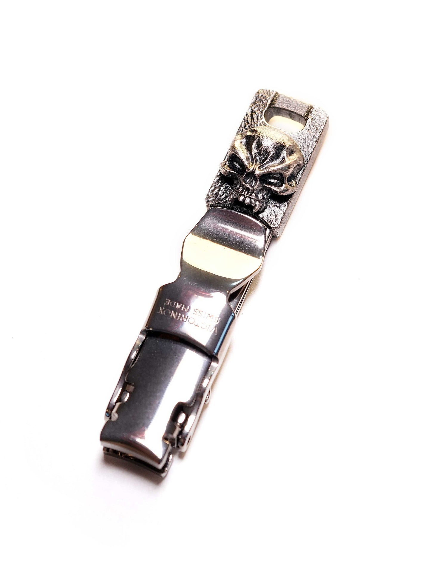 Steel Flame 925 Silver Warrior Skull Victorinox Nail Clipper (Back Victorinox Logo)