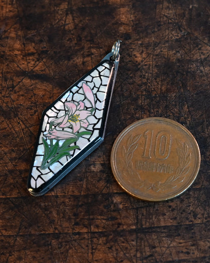 Elegant Mini Lily Necklace - Handmade Art by Katsuhiko Miura, Japanese Mother-of-Pearl Lily Design Letter Opener