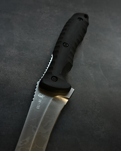 松田菊男 Kiku Knives “Silver Dragon（シルバードラゴン）”｜OU-31 工具鋼 × ブラックG10ハンドル｜超大型タクティカル直刀｜日本製ハンドメイド