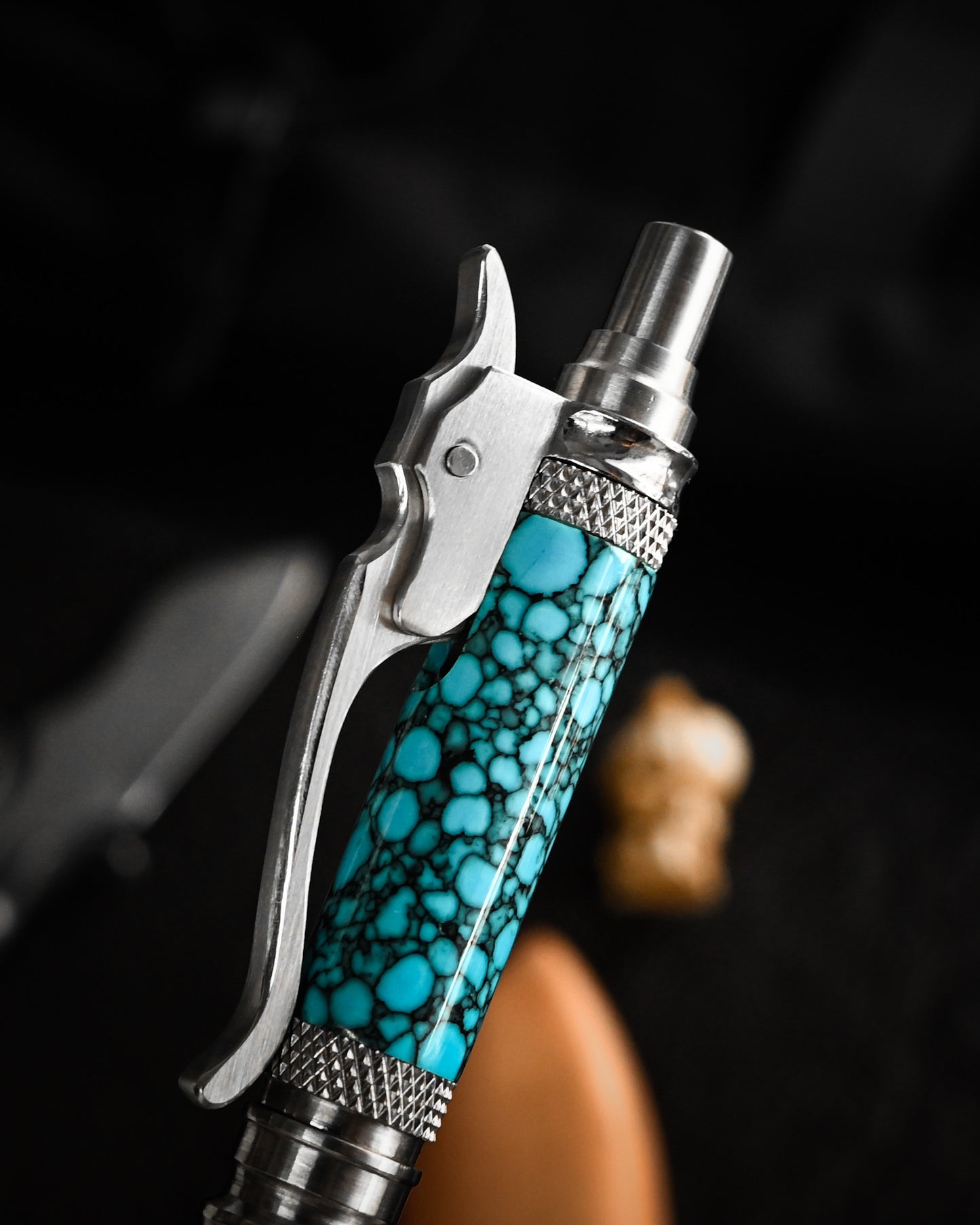Hidetoshi Nakayama Mini　Turquoise Stainless Steel Click Pen　S