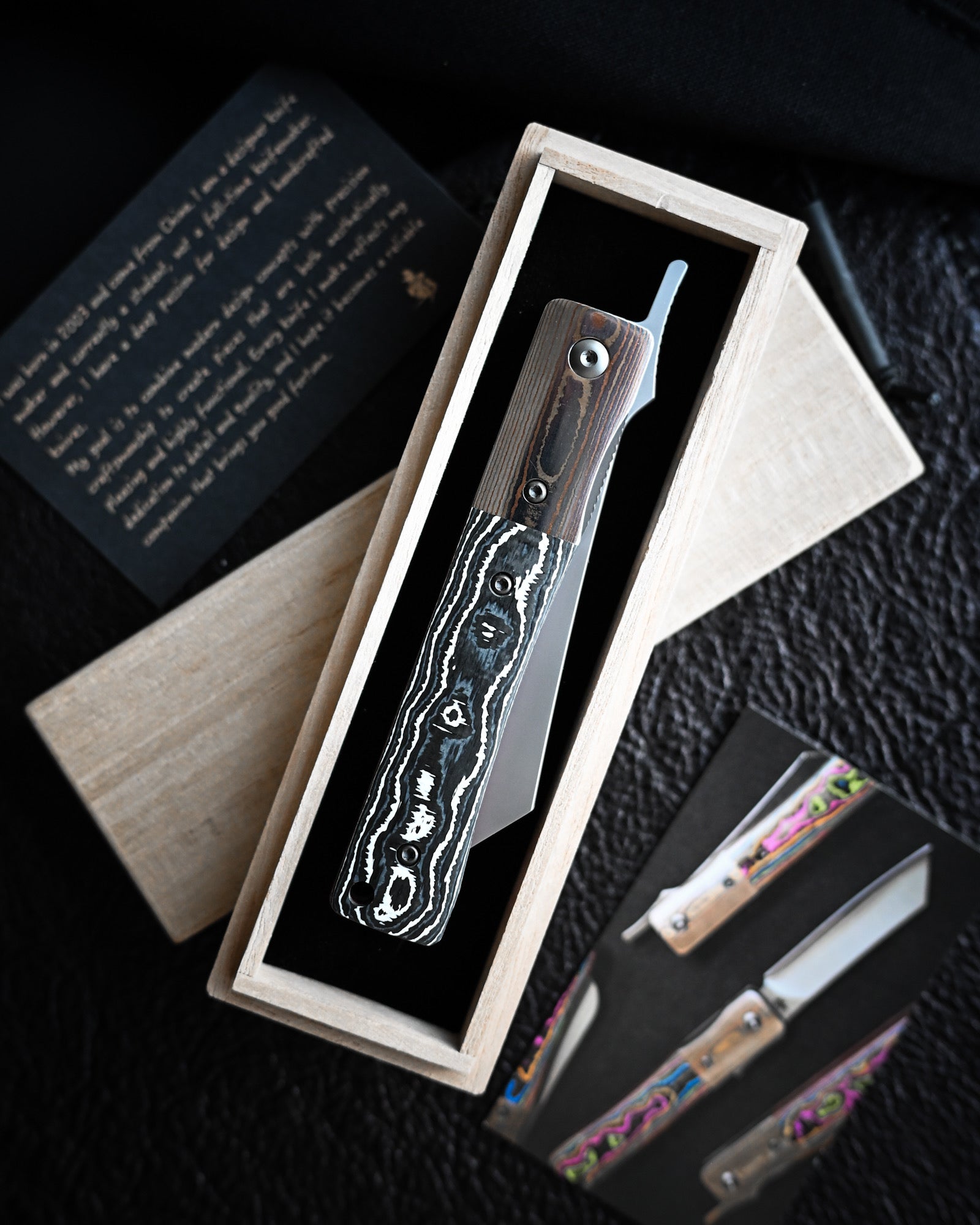 haoworks Eirou “Atsumori” – Obsidian Storm Custom Folding Knife