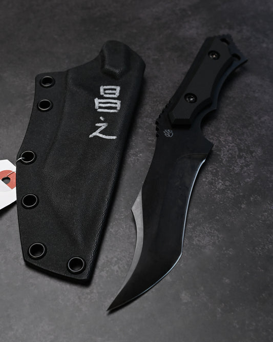 Black-One Japanese Fixed Blade Knife by Kiku knives (Masayuki Matsuda) Aogami Super Black G10