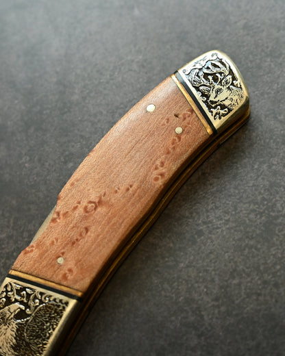 Katsuhiko Miura Handmade Folding Knife – Animal Engraving Series