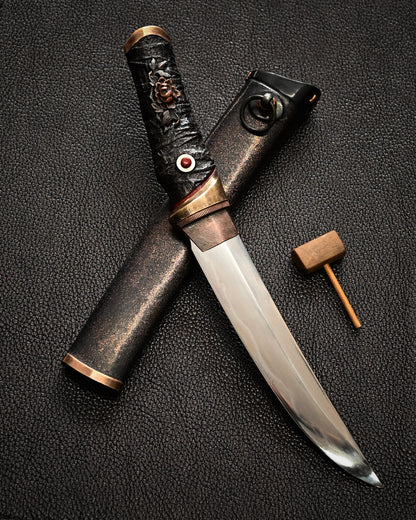 Yukio Nibu – One-Off Custom Knife No. R8-7 Reclaimed Japanese Sword Fragment Carbon Steel