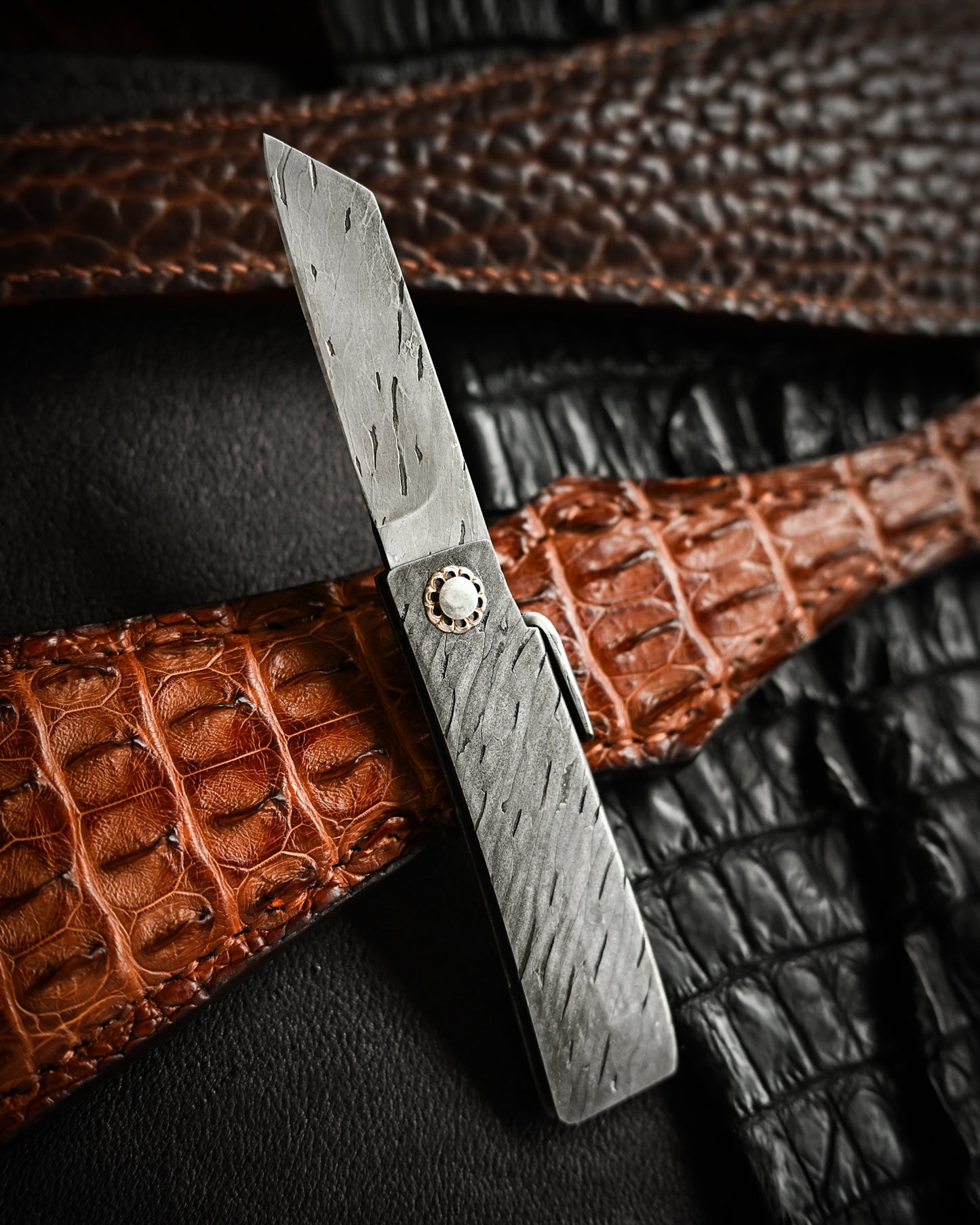 Masayuki Tashiro S711 Forged Dragon Scale Damascus Higonokami EDC Custom Folding Knife