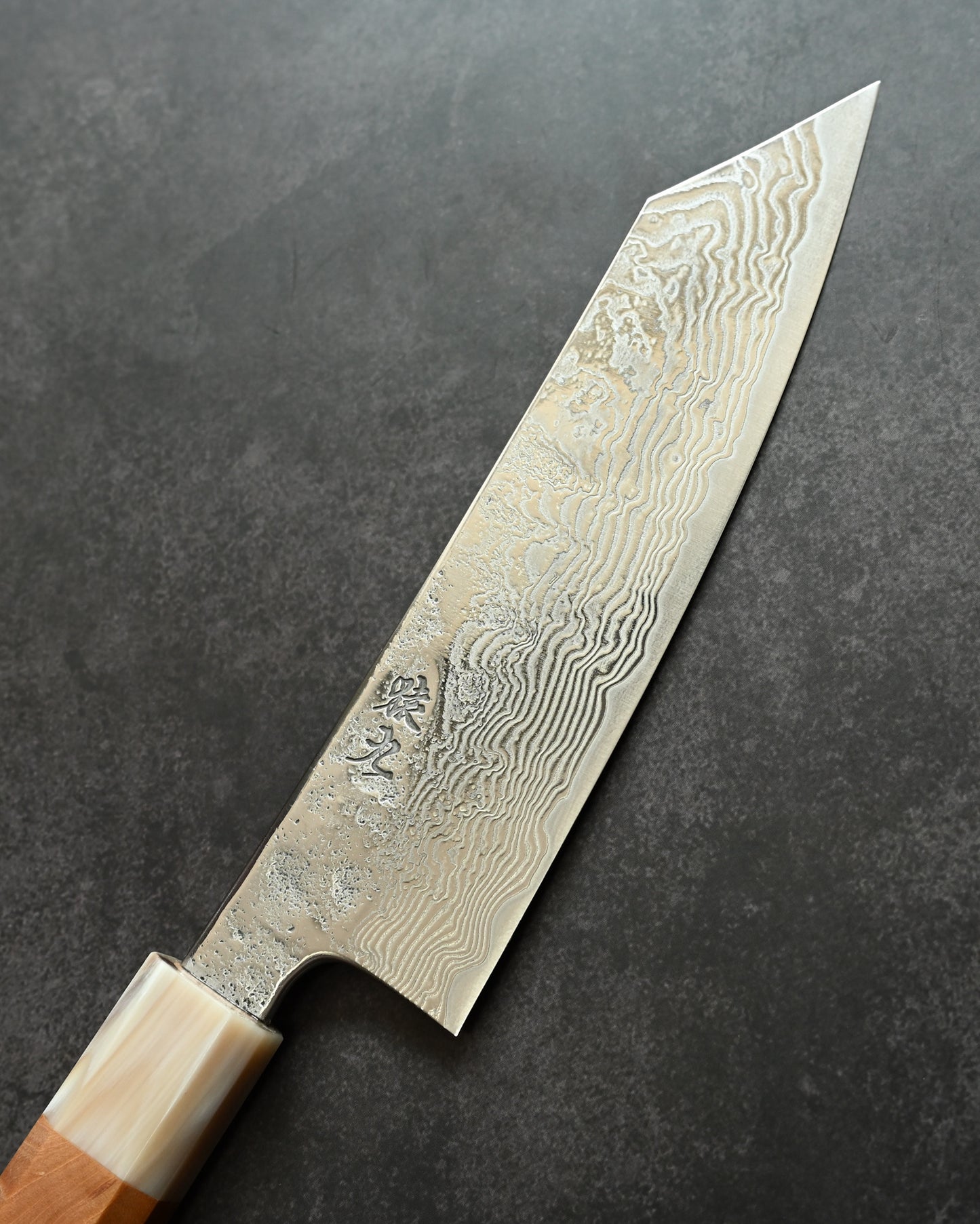 Saruku Homura-Un Knife 165mm Japanese Kitchen Knife SPG2 Damascus  Burl Wood Handle  Buffalo Horn Ferrule