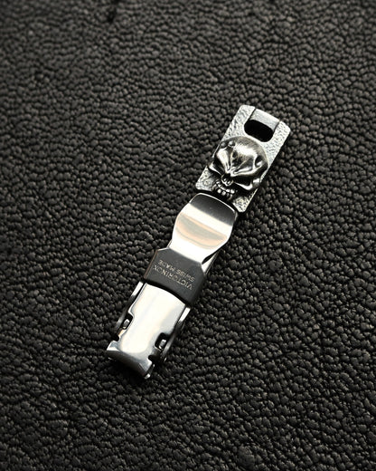 Discontinued and Rare Steel Flame Nail Clipper with Sterling Silver Warrior Skull