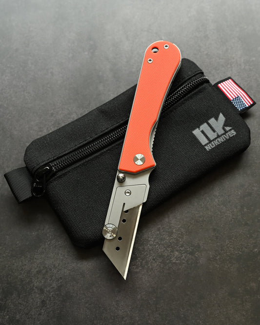 NUKNIVES Orange G10 Handle Quick-Open Replaceable Blade Utility Knife | Kumpanter U23