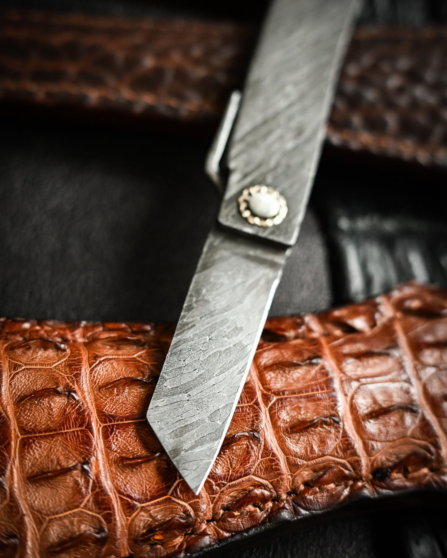 Masayuki Tashiro S7110 Forged Dragon Scale Damascus Higonokami EDC Custom Folding Knife