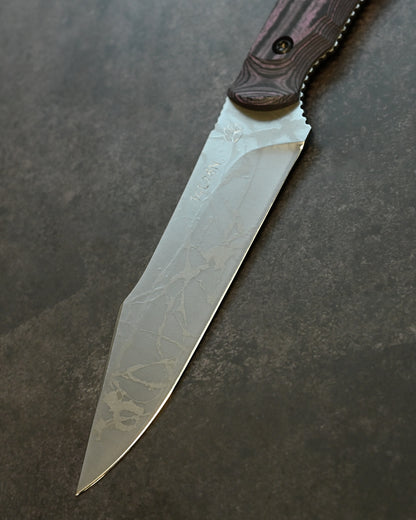 Limited Edition｜Kiku Matsuda × Masayuki Matsuda “Gonzui”｜14C28N Outdoor Fixed Blade｜Layered Linen Micarta Handle｜Handmade in Japan