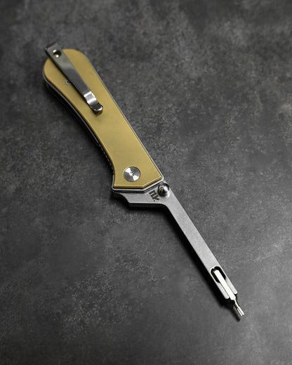 NUKNIVES T33 Multi-Functional Folding Screwdriver – Brass Handle (Includes EDC Pouch)