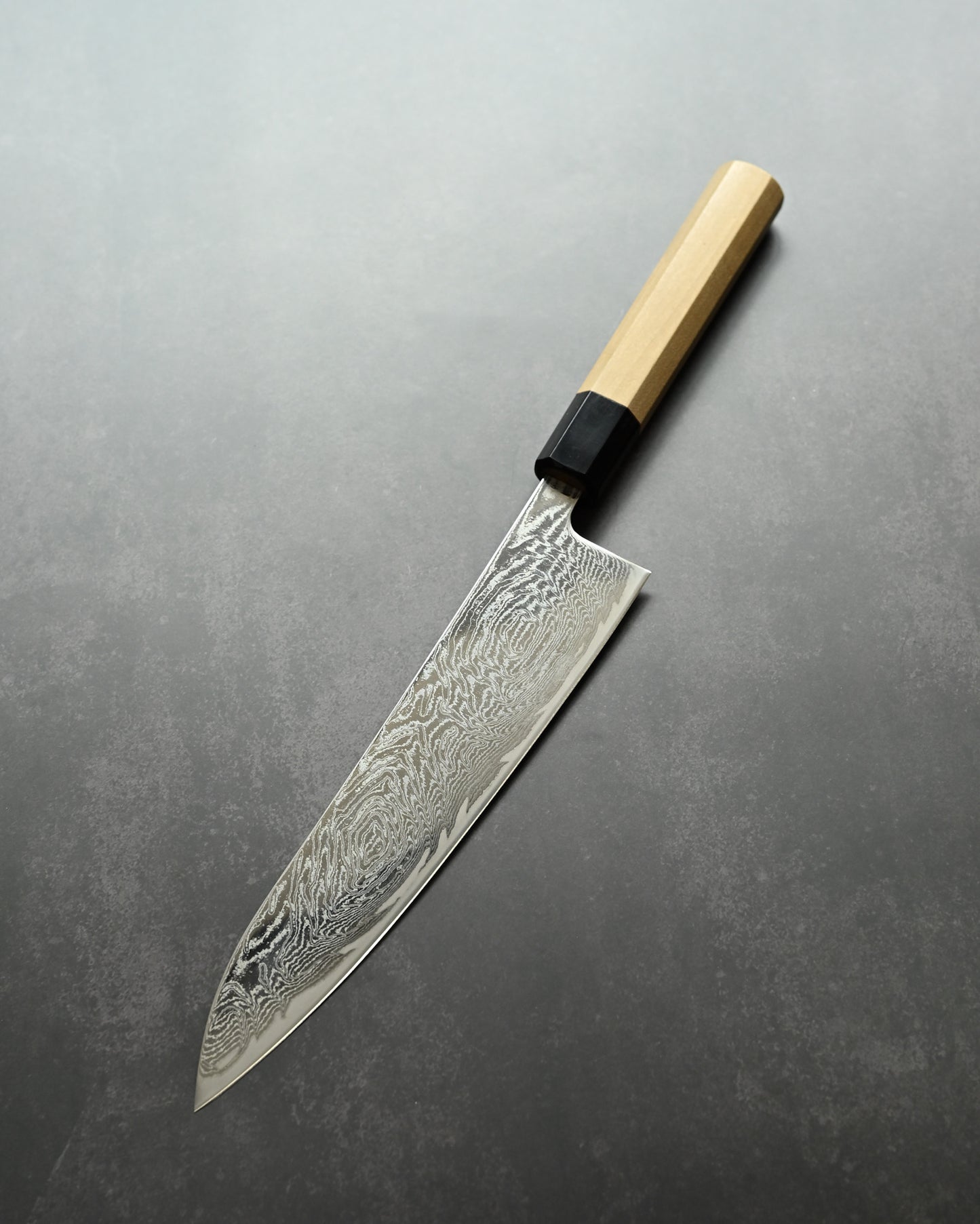 Kanetaka VG10 Damascus Gyuto Knife 210mm | Mirror-Finish Handcrafted Japanese Chef’s Knife with Octagonal Wood Handle