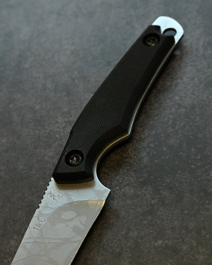 極稀少｜琵琶湖展会版｜松田菊男「霧月（Mugetsu）」｜14C28N 超軽量アウトドア直刀｜G10ハンドル