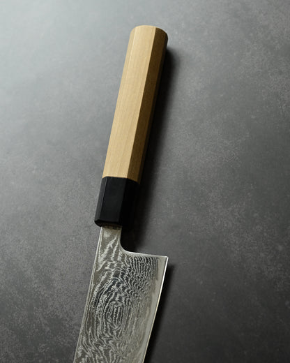 Kanetaka VG10 Damascus Gyuto Knife 210mm | Mirror-Finish Handcrafted Japanese Chef’s Knife with Octagonal Wood Handle