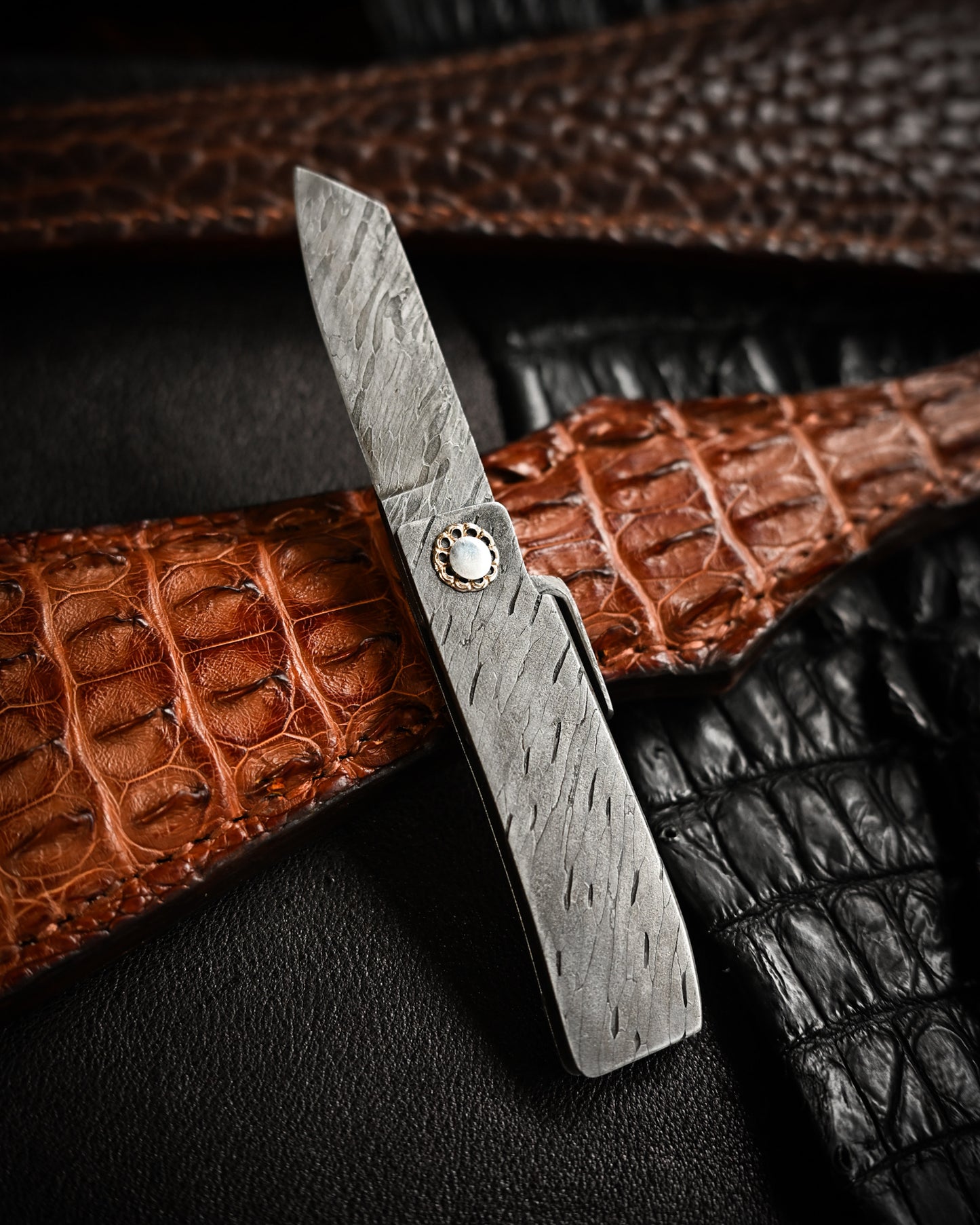 Masayuki Tashiro S712 Forged Dragon Scale Damascus Higonokami EDC Custom Folding Knife