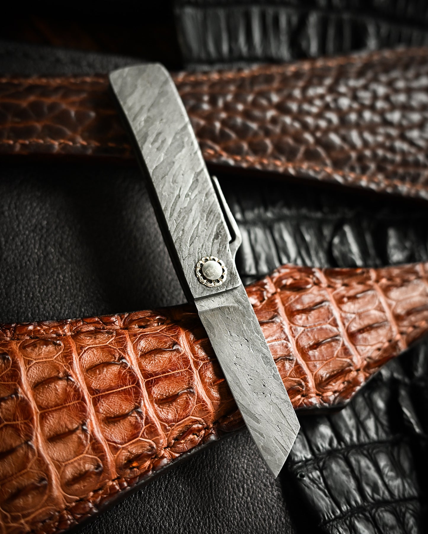 Masayuki Tashiro S7110 Forged Dragon Scale Damascus Higonokami EDC Custom Folding Knife