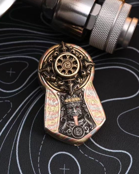 Mokume-gane Body × Zakiram Fortune Goddess — “Seal of Demon” Limited Edition (24 pcs)｜Multi-Metal Magnetic Plates｜Vajra Brass Spinner｜Push-Coin Action