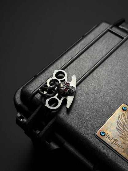 Steel Flame Vintage Brass Knuckle Skull Pendant