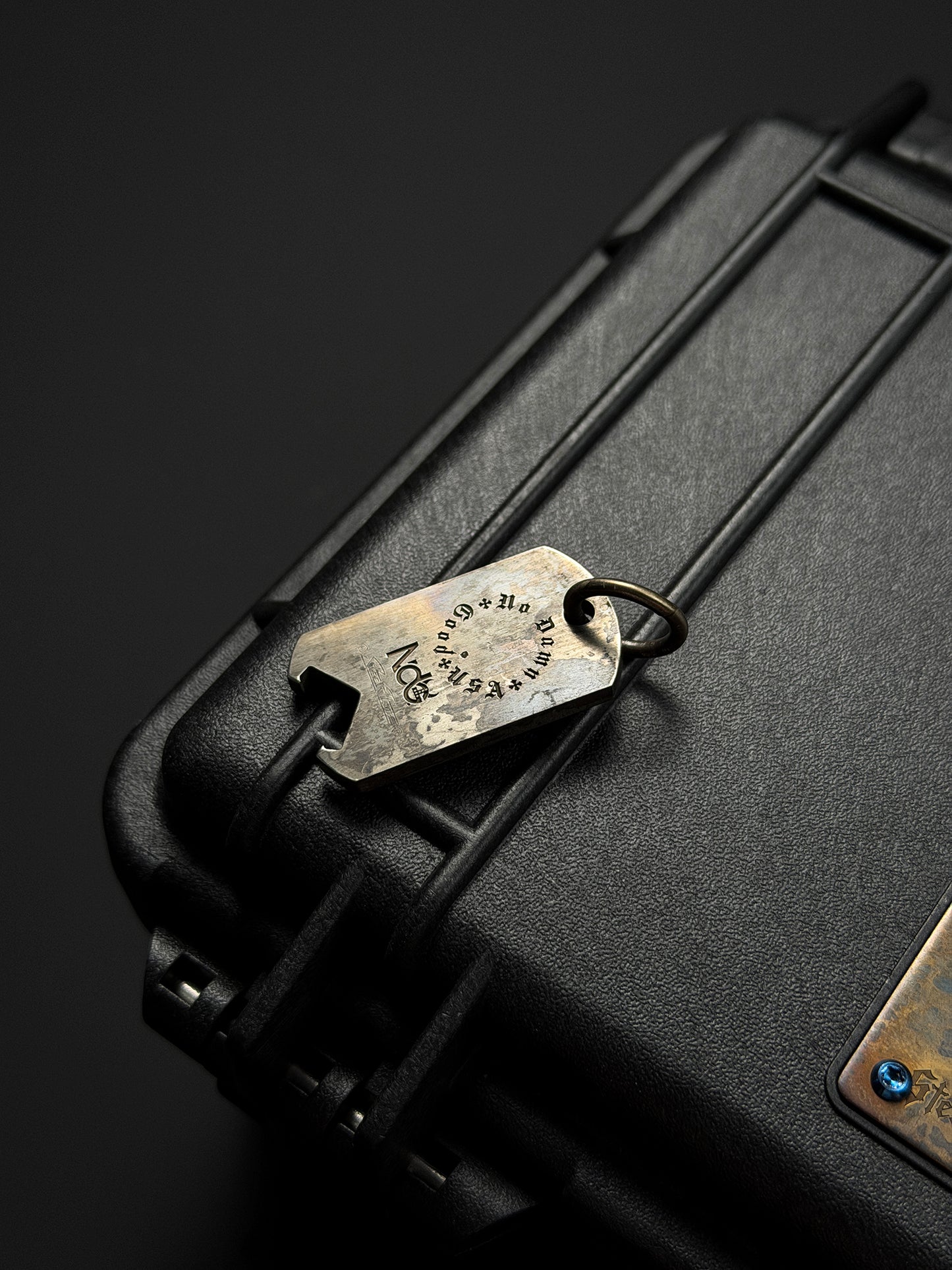 Steel Flame × NDG TAG Pendant — Stainless Steel Body × Copper Brave Skull Inlay | Minimal Tactical Aesthetic | Lightweight EDC Accent