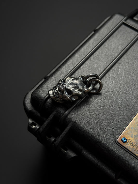 Steel Flame Hannya Mask Skull Pendant — 925 Sterling Silver Body with 925 Silver Mask | Deep Layered Design | EDC Dark Icon