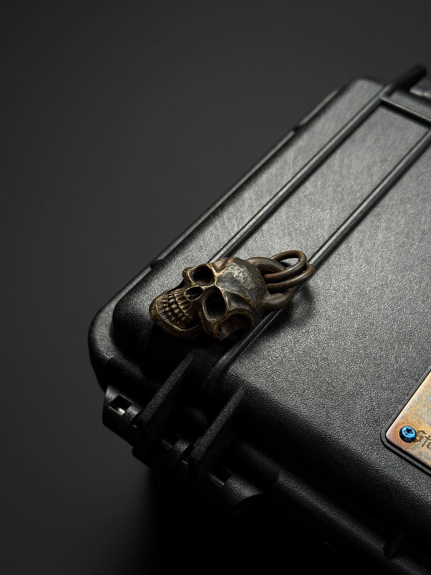 Steel Flame Old Model Dark Vampire Skull Pendant — Bronze Body  Vintage Patina Finish  EDC Dark Aesthetic Collectible