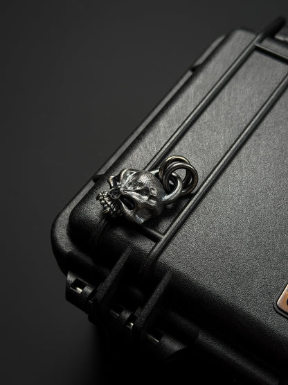 Steel Flame Warrior Skull Pendant — 925 Sterling Silver  Vintage Oxidized Finish  EDC Power Amulet