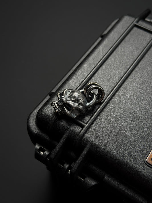 Steel Flame Warrior Skull Pendant — 925 Sterling Silver  Vintage Oxidized Finish  EDC Power Amulet