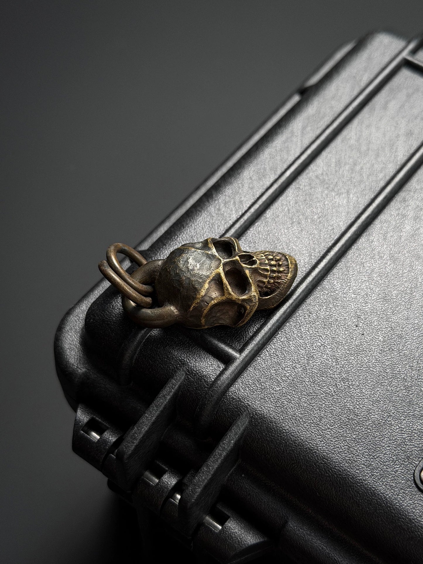 Steel Flame Old Model Dark Vampire Skull Pendant — Bronze Body  Vintage Patina Finish  EDC Dark Aesthetic Collectible