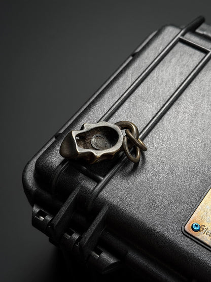 Steel Flame Old Model Dark Vampire Skull Pendant — Bronze Body  Vintage Patina Finish  EDC Dark Aesthetic Collectible