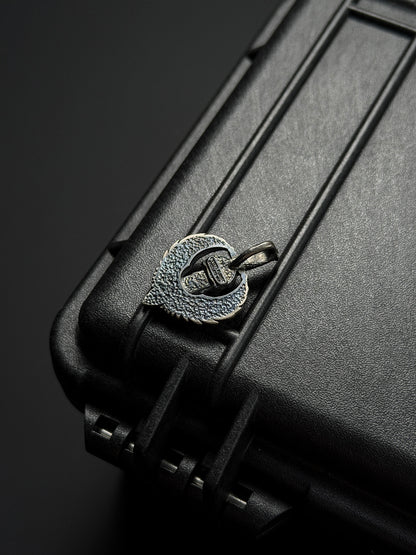 Steel Flame Guardian Wing Dark Skull Pendant – Small | 925 Sterling Silver Body × Silver Dark Skull | Compact, Bold & Daily-Wear Friendly