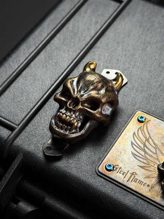 Steel Flame XXXL Hannya Skull Bronze 3 Hole Pocket Clip