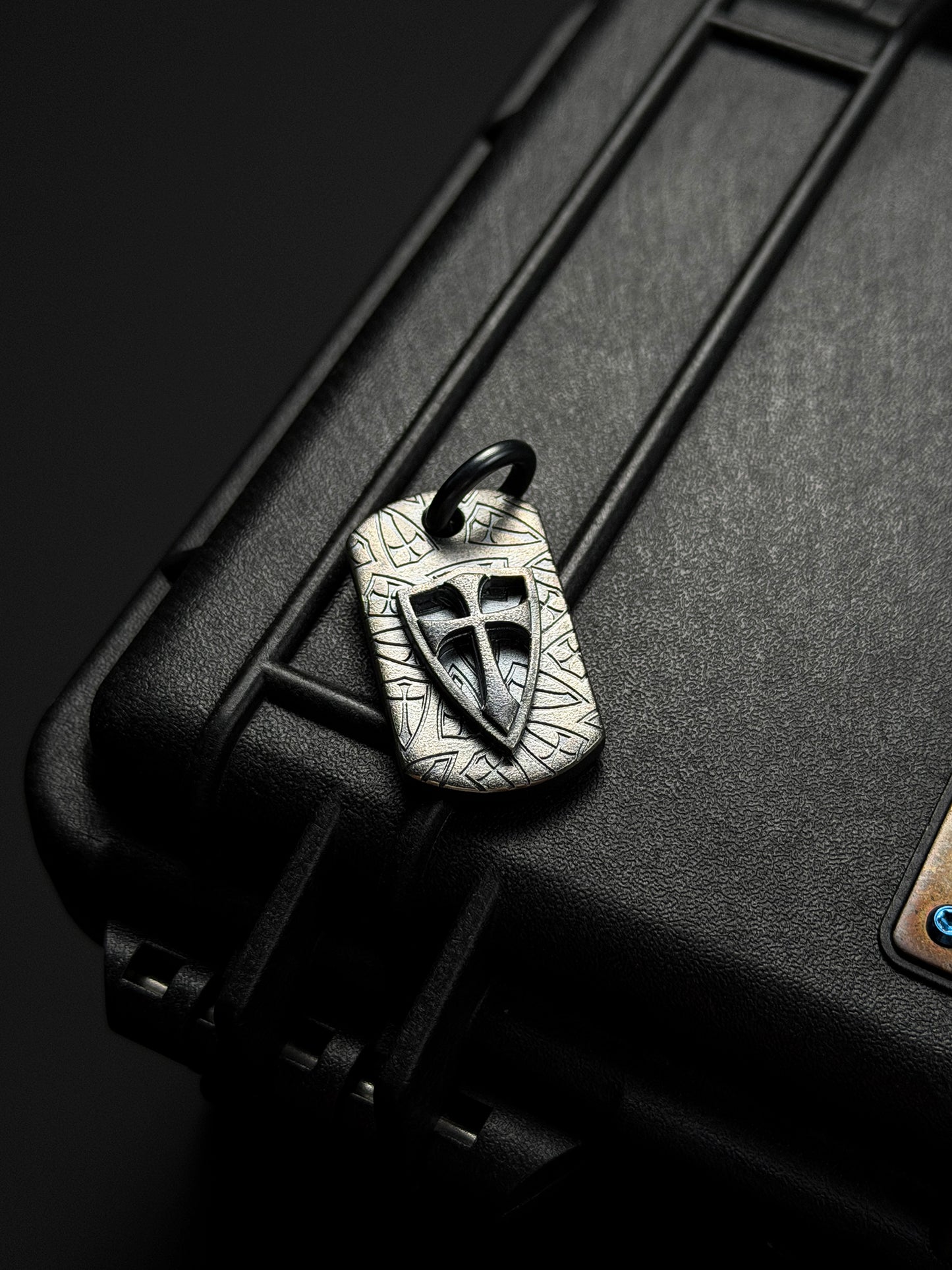 Steel Flame Full Shield Mark 925 Silver TAC Pendant | Solid Sterling Silver Body × Sterling Silver Crusader Shield | Bold, Heavy & Symbolic