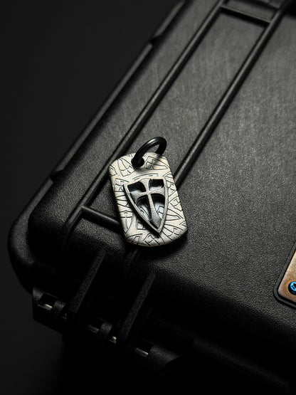 Steel Flame Full Shield Mark 925 Silver TAC Pendant | Solid Sterling Silver Body × Sterling Silver Crusader Shield | Bold, Heavy & Symbolic