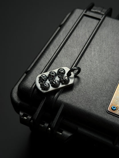 Steel Flame POS Warrior Skull 925 Silver TAC Pendant | Six 3D Silver Skulls × One Set with a Red Eye | Heavy, Bold & Iconic