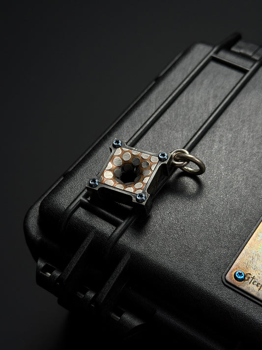 Steel Flame Ultra-Rare Superconductor Killbox Pendant | Stainless-Steel Frame × Superconductor Inlay | Logo Engraving & Angel Shield Wings Marking