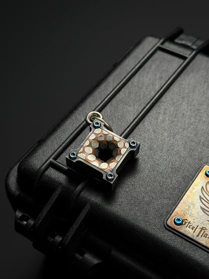 Steel Flame Ultra-Rare Superconductor Killbox Pendant | Stainless-Steel Frame × Superconductor Inlay | Logo Engraving & Angel Shield Wings Marking