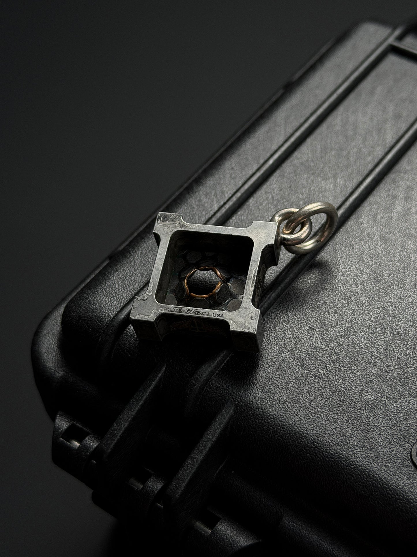 Steel Flame Ultra-Rare Superconductor Killbox Pendant | Stainless-Steel Frame × Superconductor Inlay | Logo Engraving & Angel Shield Wings Marking