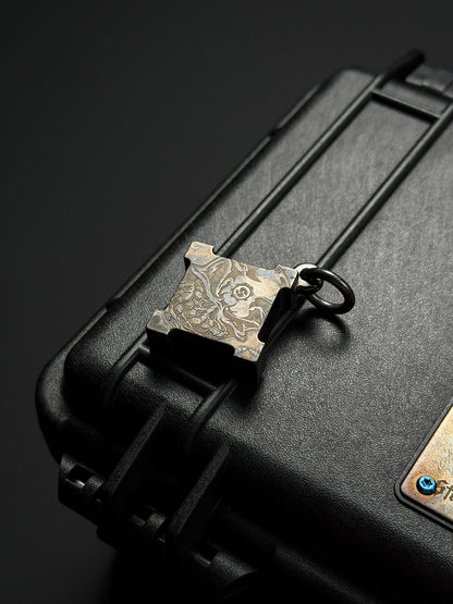 Steel Flame × Starlingear Killbox Collaboration Pendant | Stainless-Steel Body × 3D M-Size 925 Silver Skull | Purple Niobium S-Pattern Background & Dual Signature Engravings