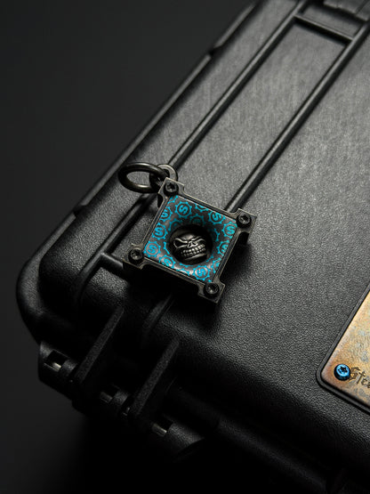 Steel Flame × Starlingear Killbox Collaboration Pendant | Stainless-Steel Body × 3D M-Size 925 Silver Skull | Blue Niobium S-Pattern Background & Dual Signature Engravings